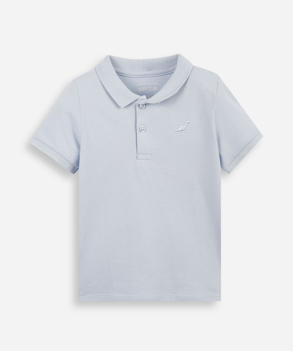 polo infantil de algodão com bordado azul