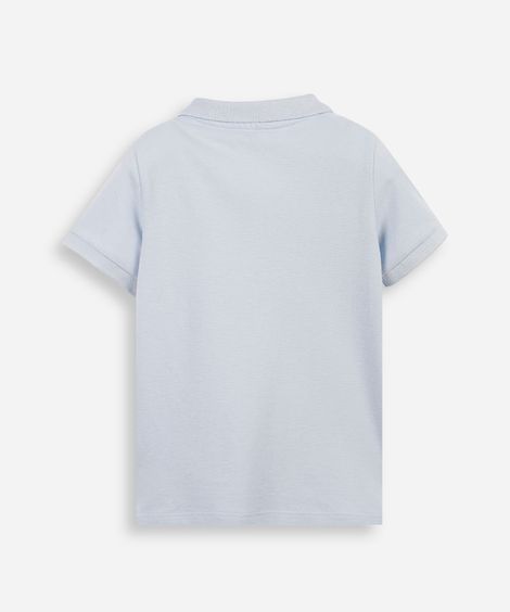 polo infantil de algodão com bordado azul