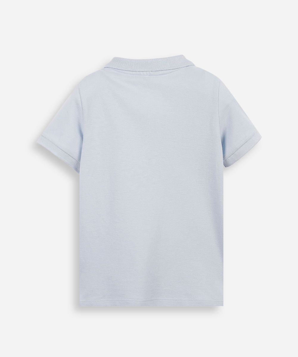 polo infantil de algodão com bordado azul