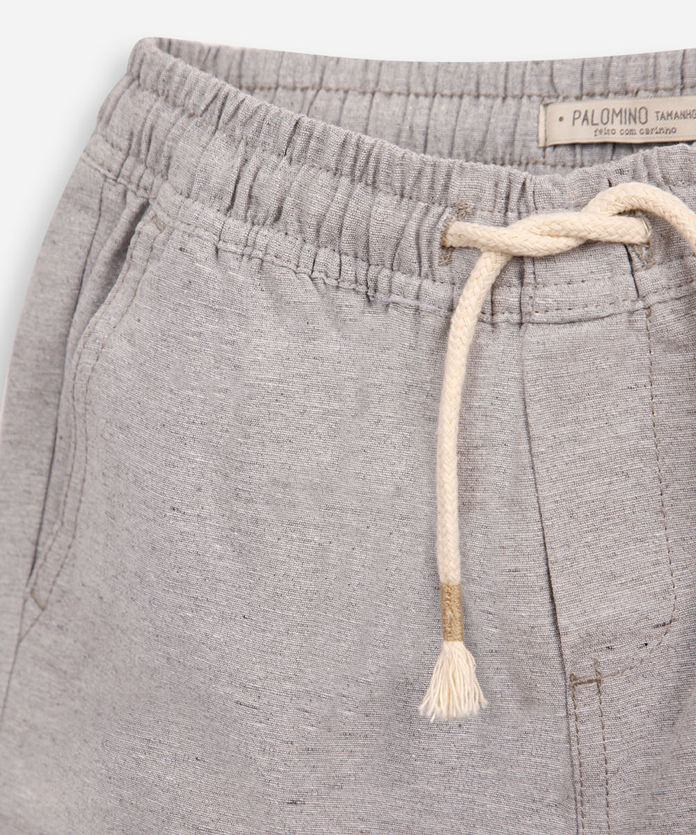 bermuda infantil cós com elástico e cordão cinza