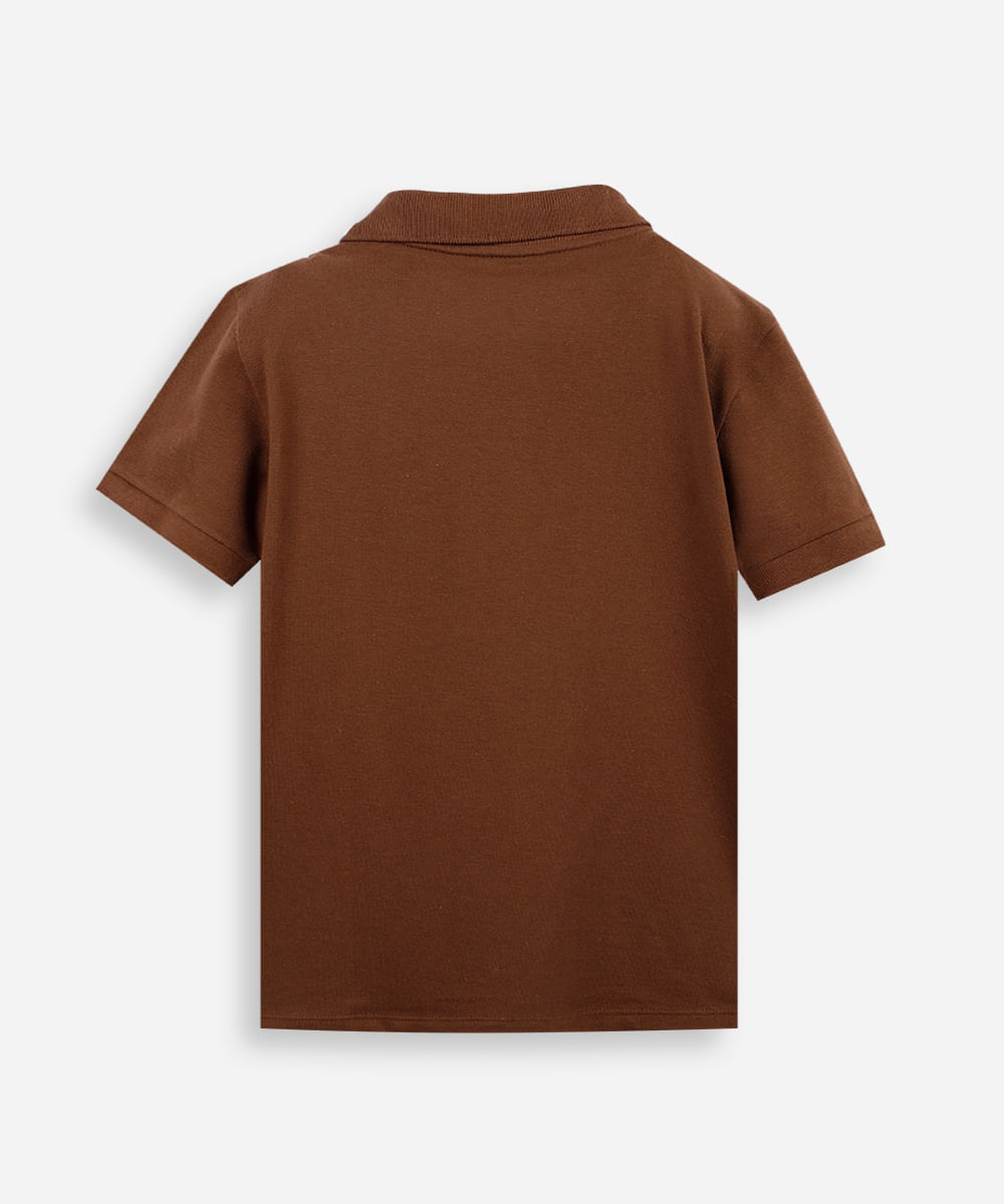 polo de algodão infantil âncora marrom