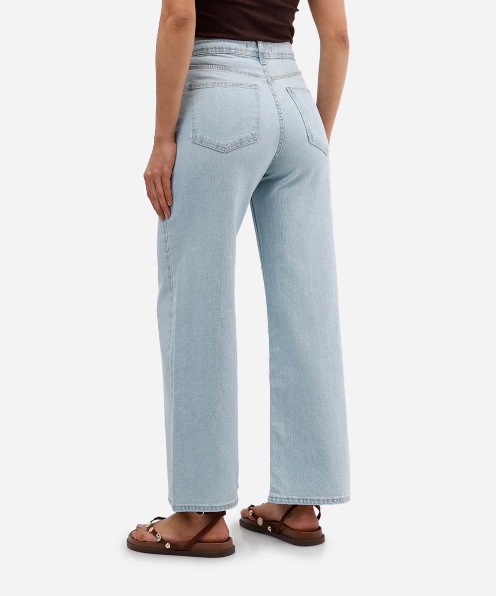 calça wide leg feminina jeans cropped azul