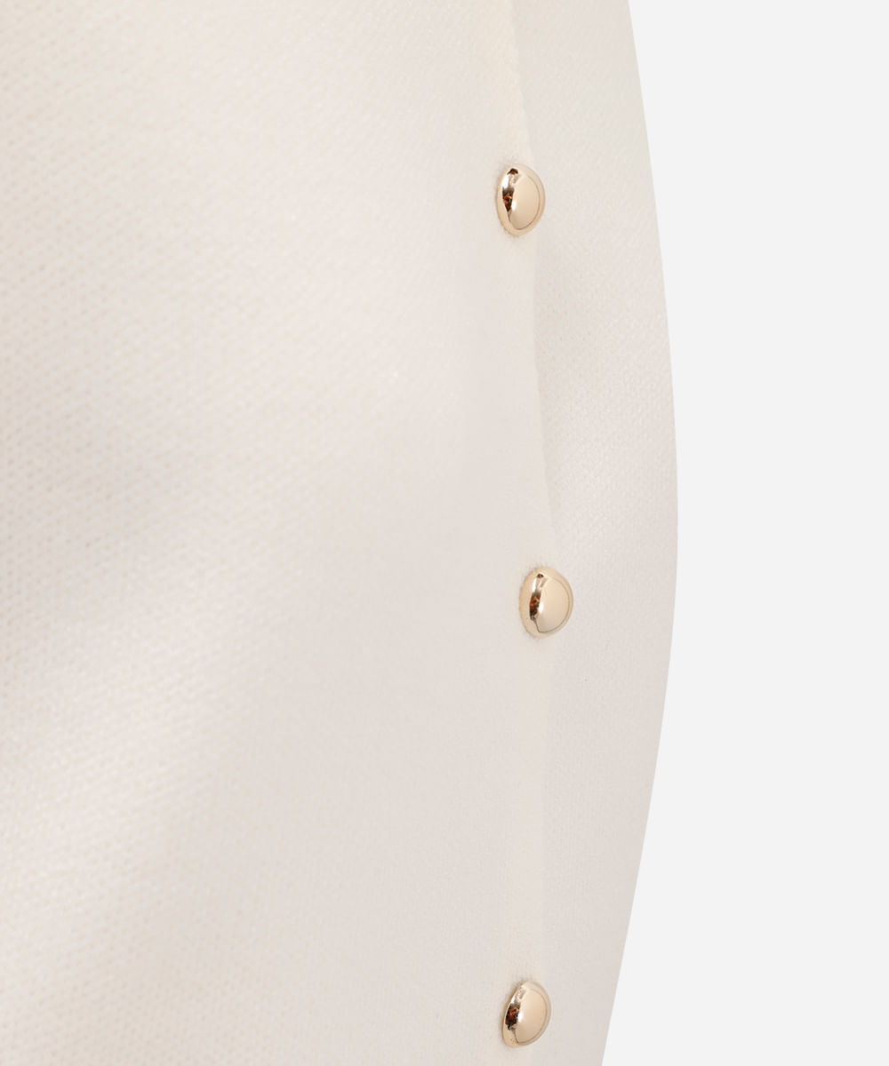 colete feminino de tricot com botões off white