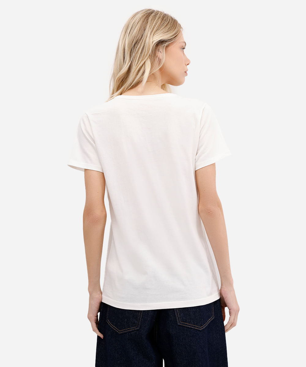 camiseta feminina de algodão frutas off white
