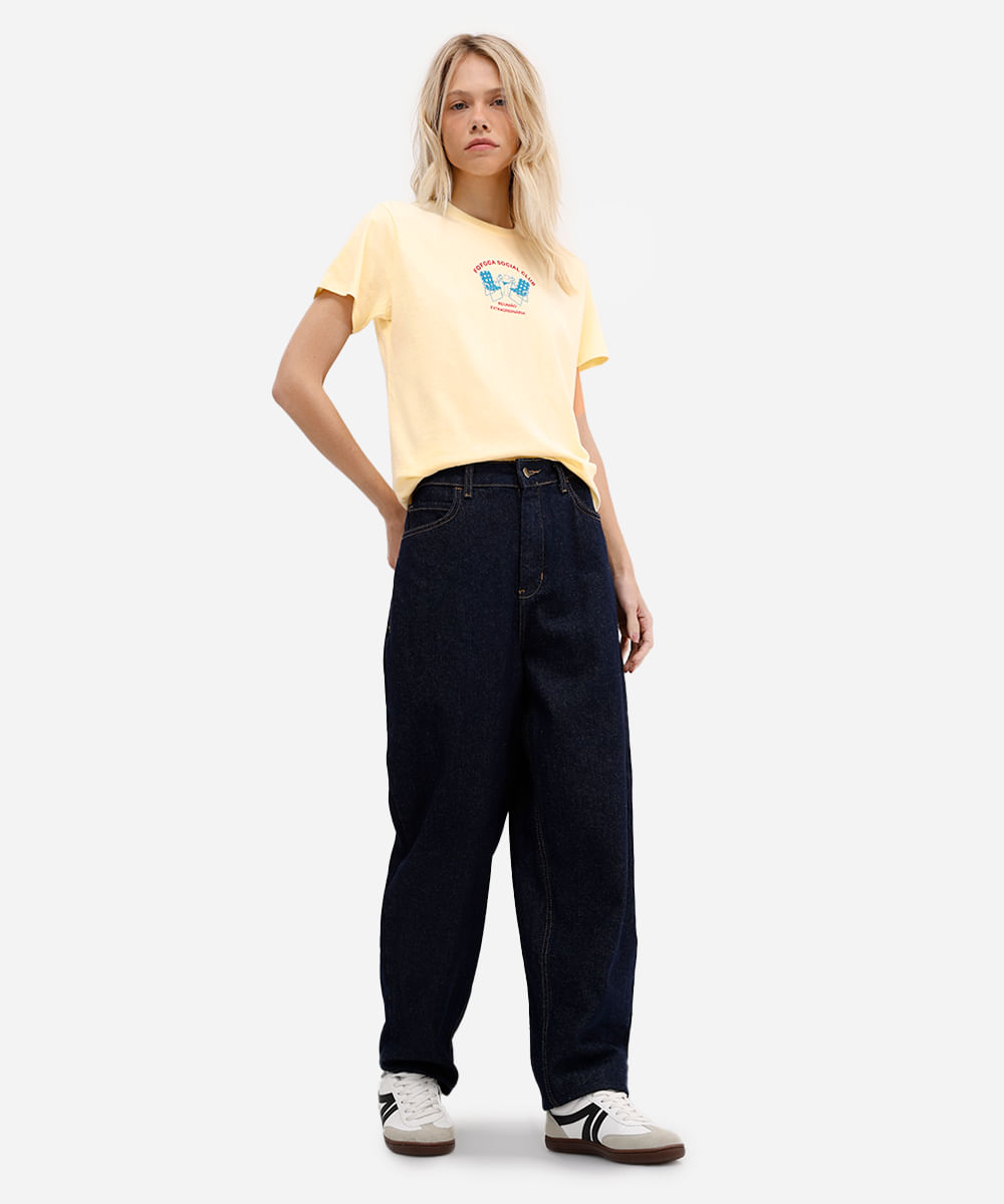 camiseta feminina de algodão fofoca club amarela