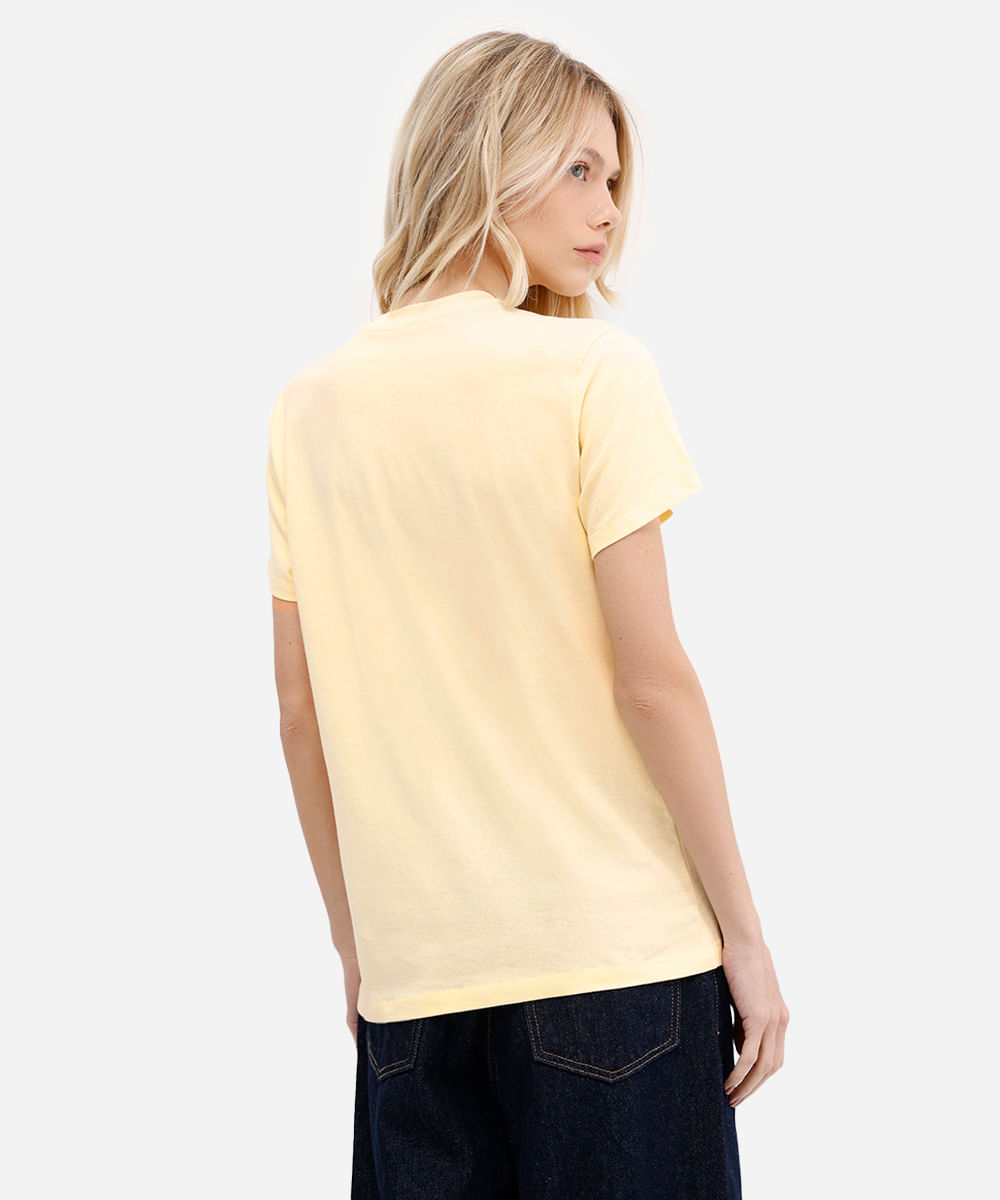 camiseta feminina de algodão fofoca club amarela