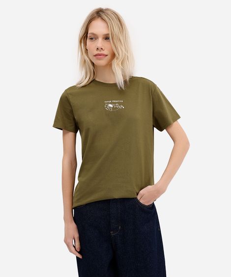 camiseta de algodão manga curta super produtiva verde