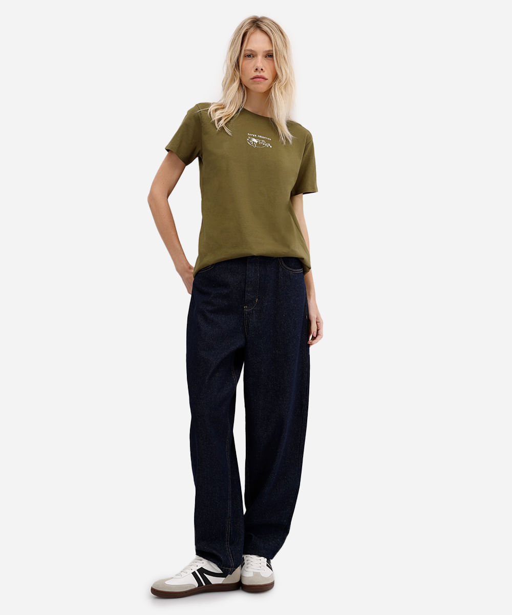 camiseta de algodão manga curta super produtiva verde