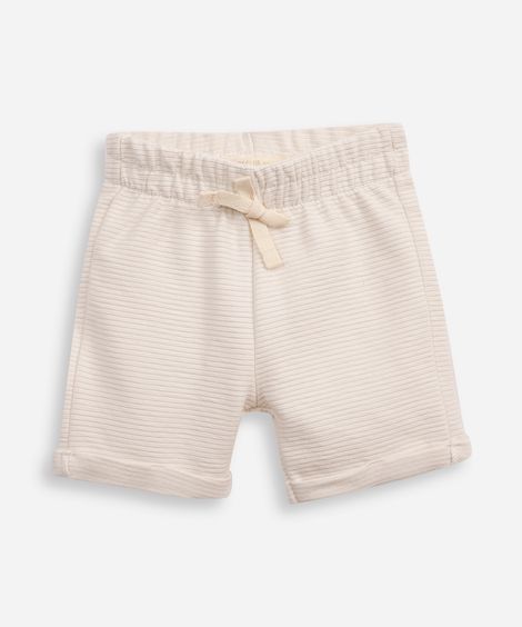 bermuda infantil de malha texturizada bege