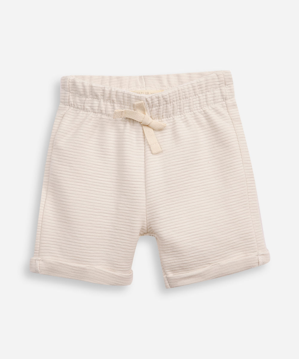 bermuda infantil de malha texturizada bege
