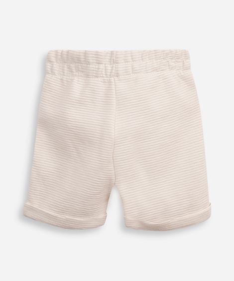 bermuda infantil de malha texturizada bege