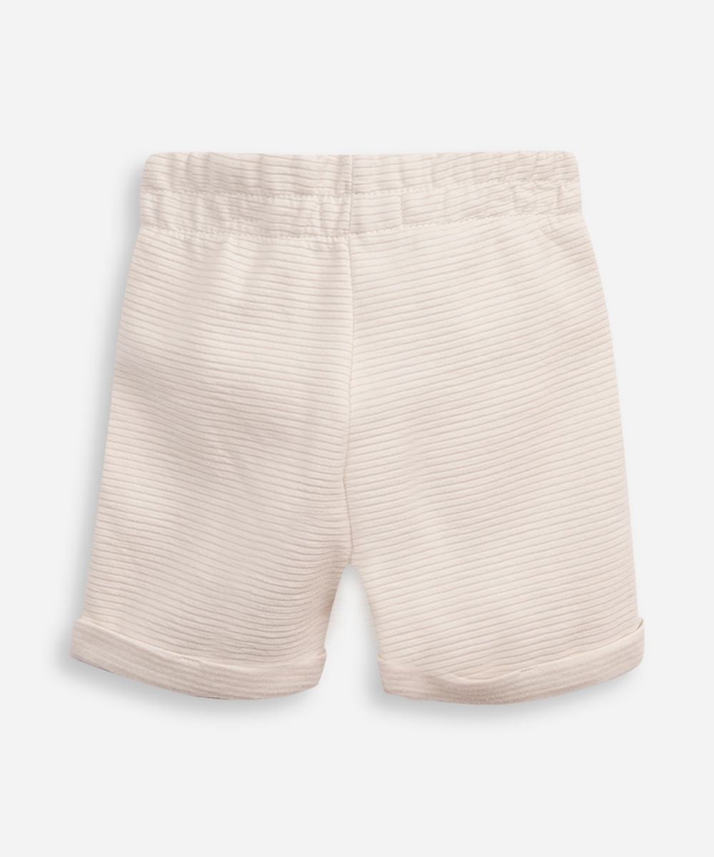 bermuda infantil de malha texturizada bege
