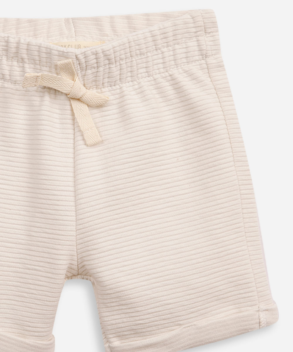 bermuda infantil de malha texturizada bege
