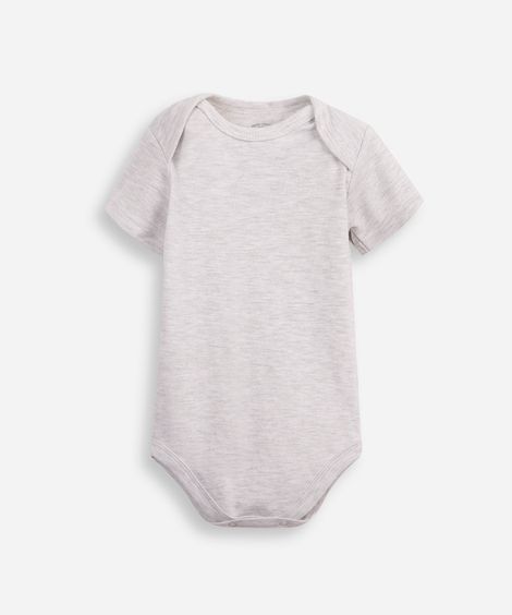 body infantil básico manga curta cinza