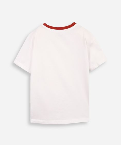 camiseta infantil com viés contrastante  off white