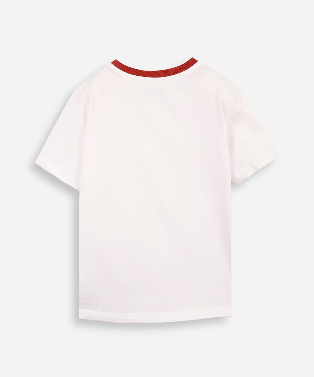 camiseta infantil com viés contrastante  off white