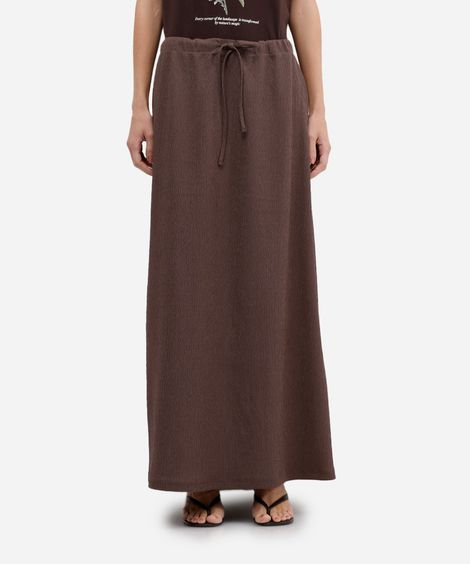 saia longa básica feminina texturizada marrom