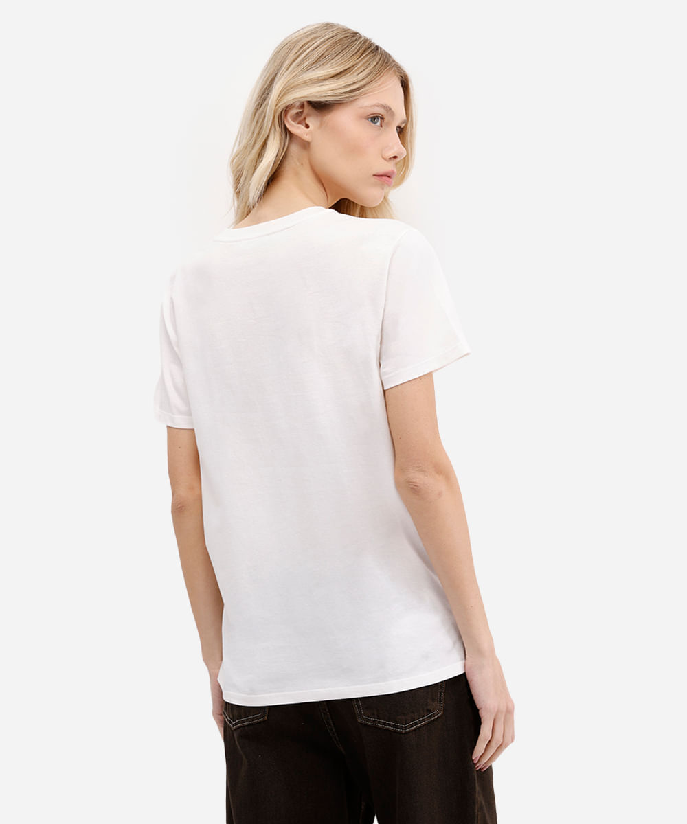 camiseta feminina de algodão cachorro caramelo off white