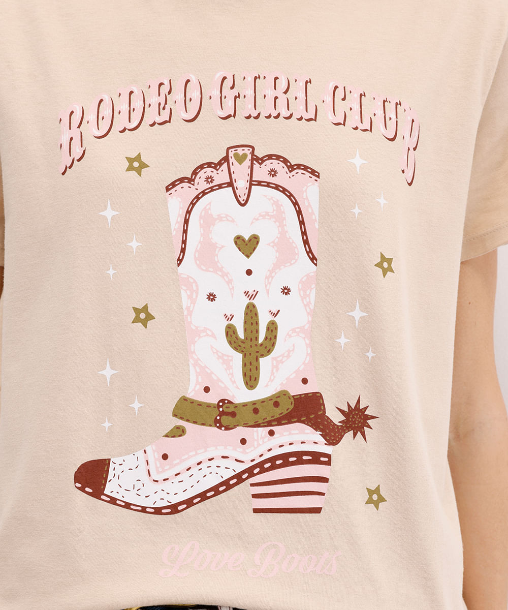 camiseta feminina de algodão rodeo girl bege