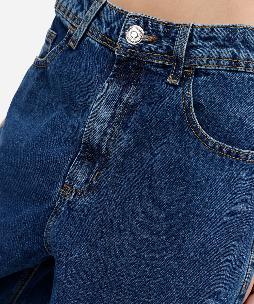 bermuda feminina jeans cintura alta azul