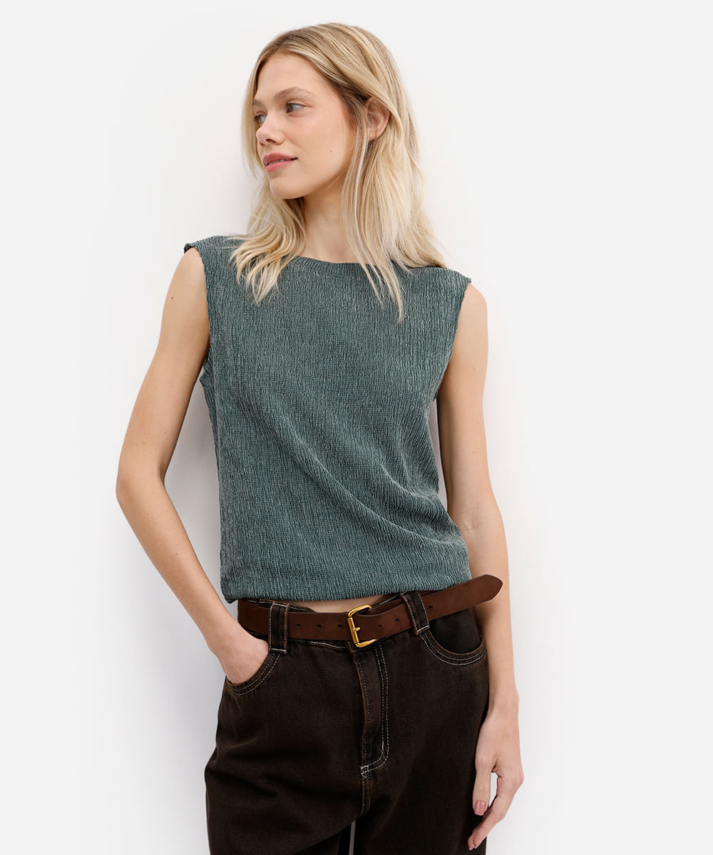 regata básica feminina texturizada verde