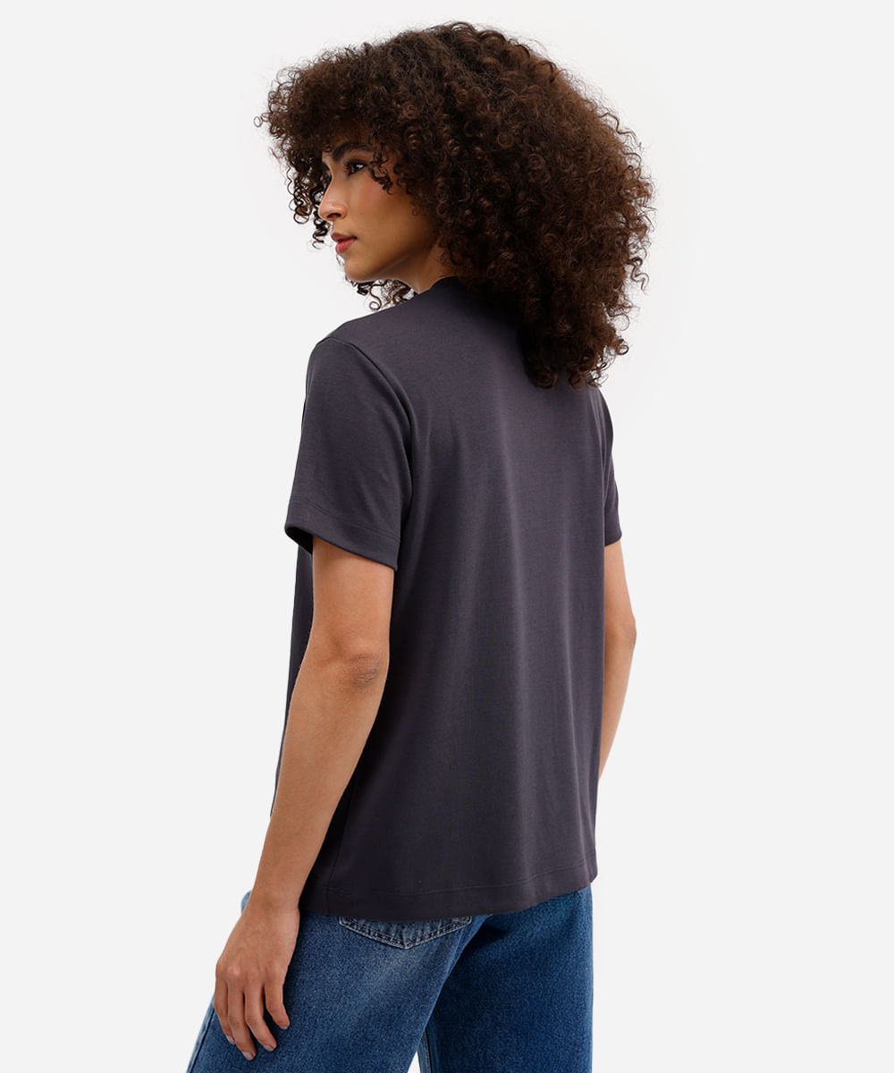 camiseta comfort feminina de algodão peruano interlock cinza