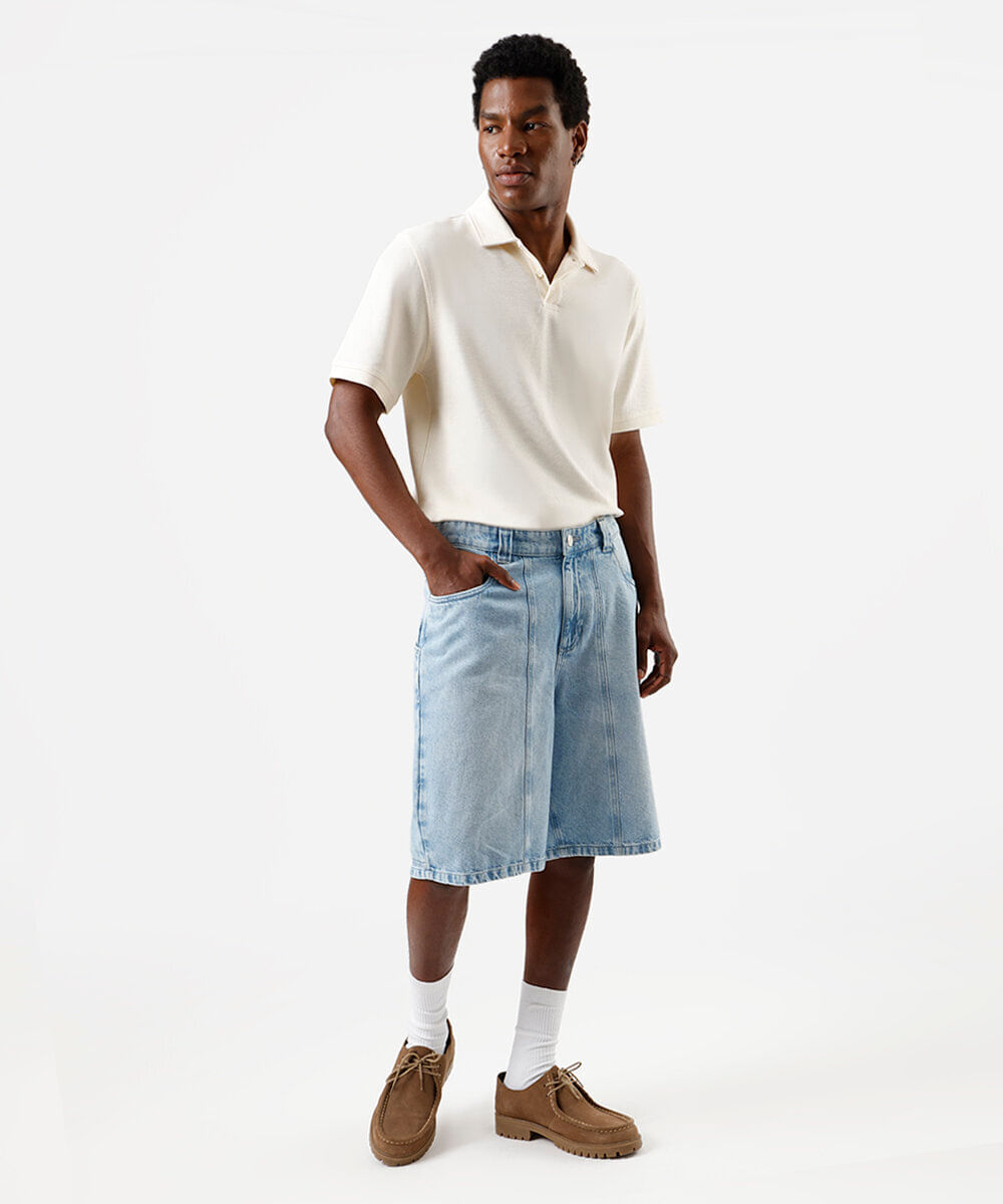 polo comfort de algodão peruano texturizada off white