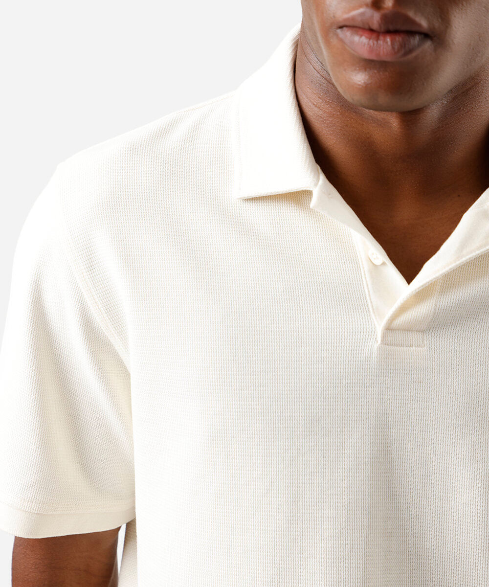 polo comfort de algodão peruano texturizada off white