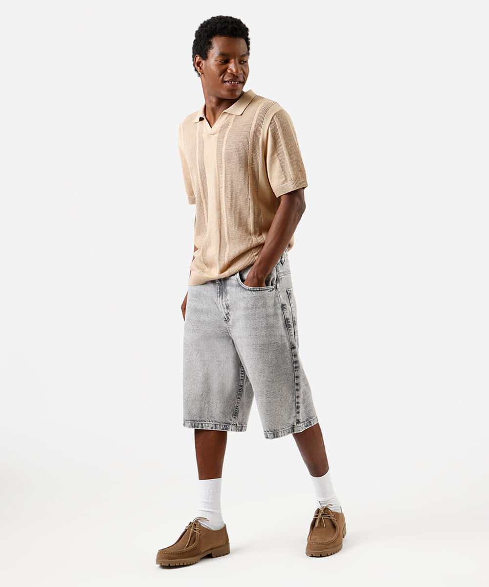 bermuda skater masculina jeans - grey jeans