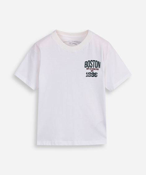 camiseta infantil de algodão manga curta bola off white