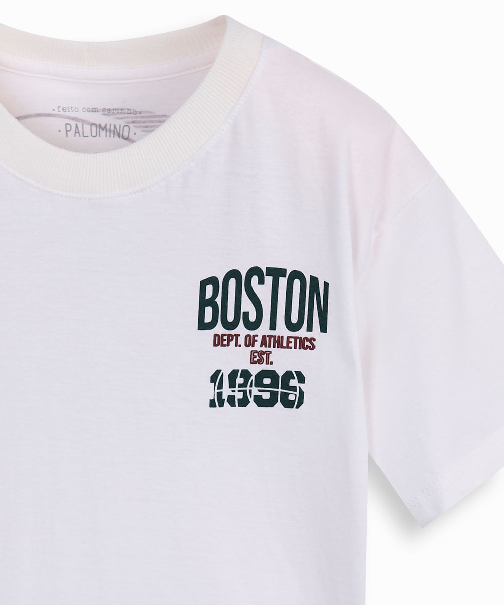 camiseta infantil de algodão manga curta bola off white