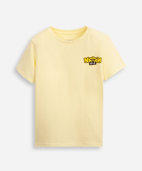 camiseta de algodão infantil natan por aí amarela