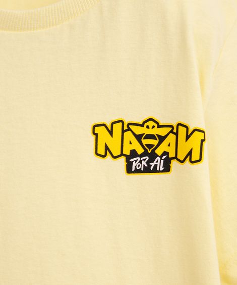 camiseta de algodão infantil natan por aí amarela
