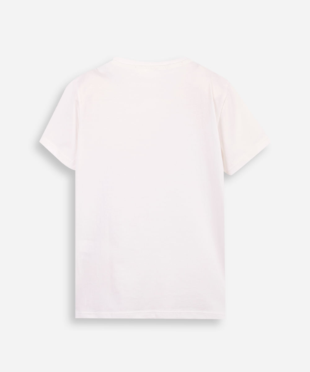 camiseta infantil de algodão minecraft com paetê off white