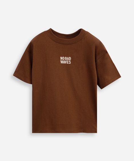 camiseta infantil de algodão oversized  marrom