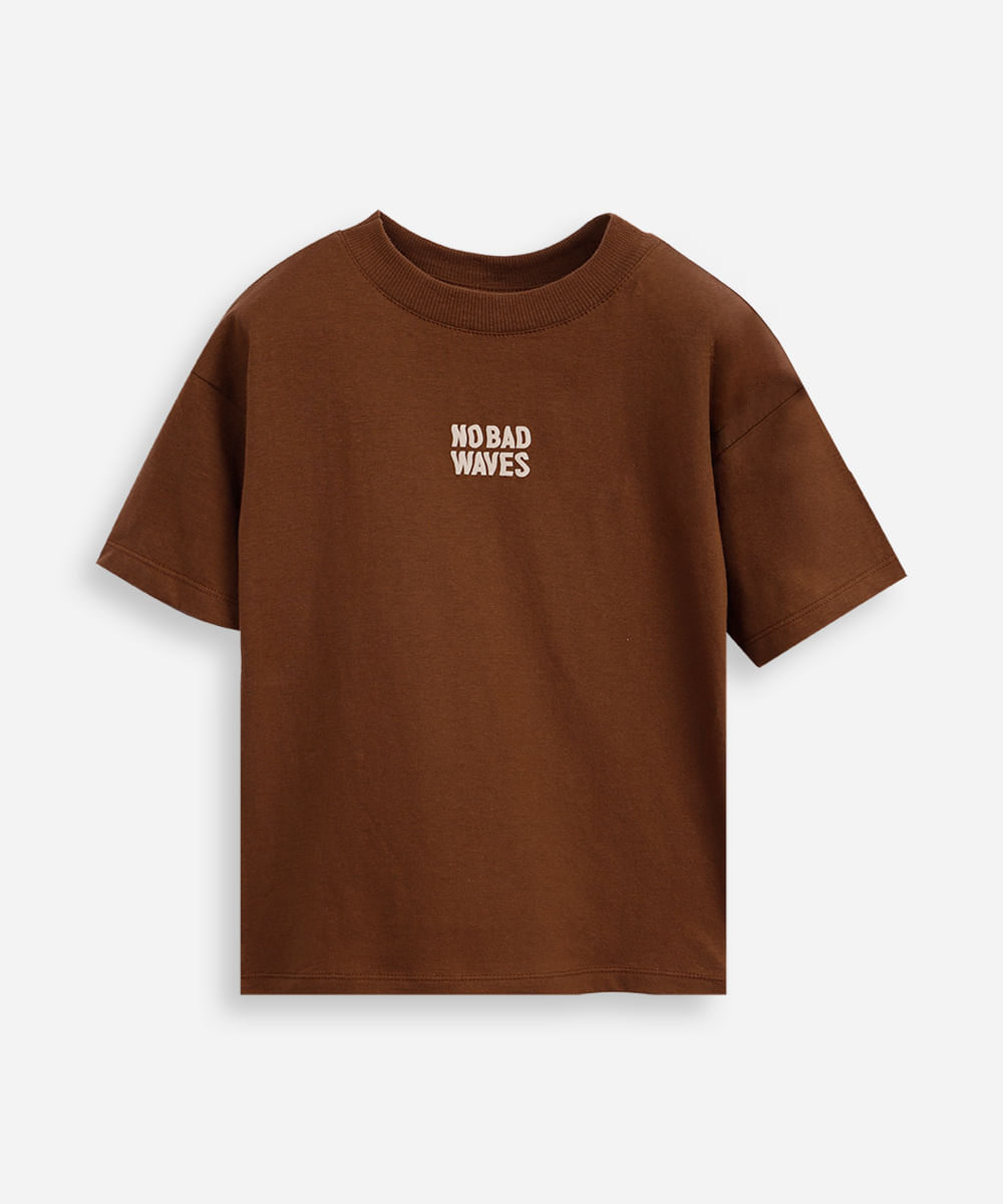 camiseta infantil de algodão oversized  marrom