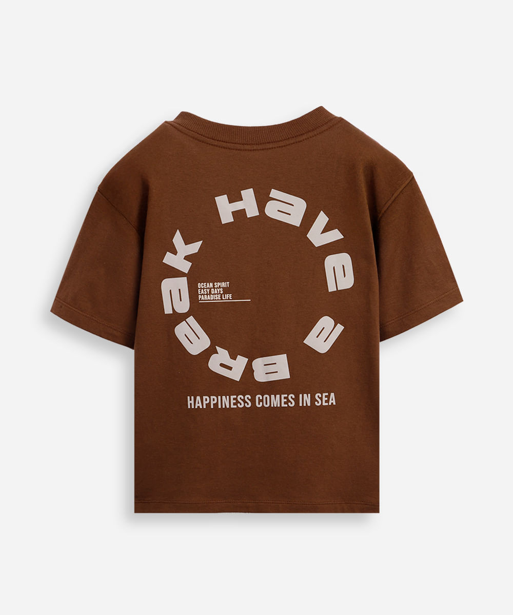 camiseta infantil de algodão oversized  marrom