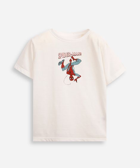 camiseta infantil de algodão homem aranha off white