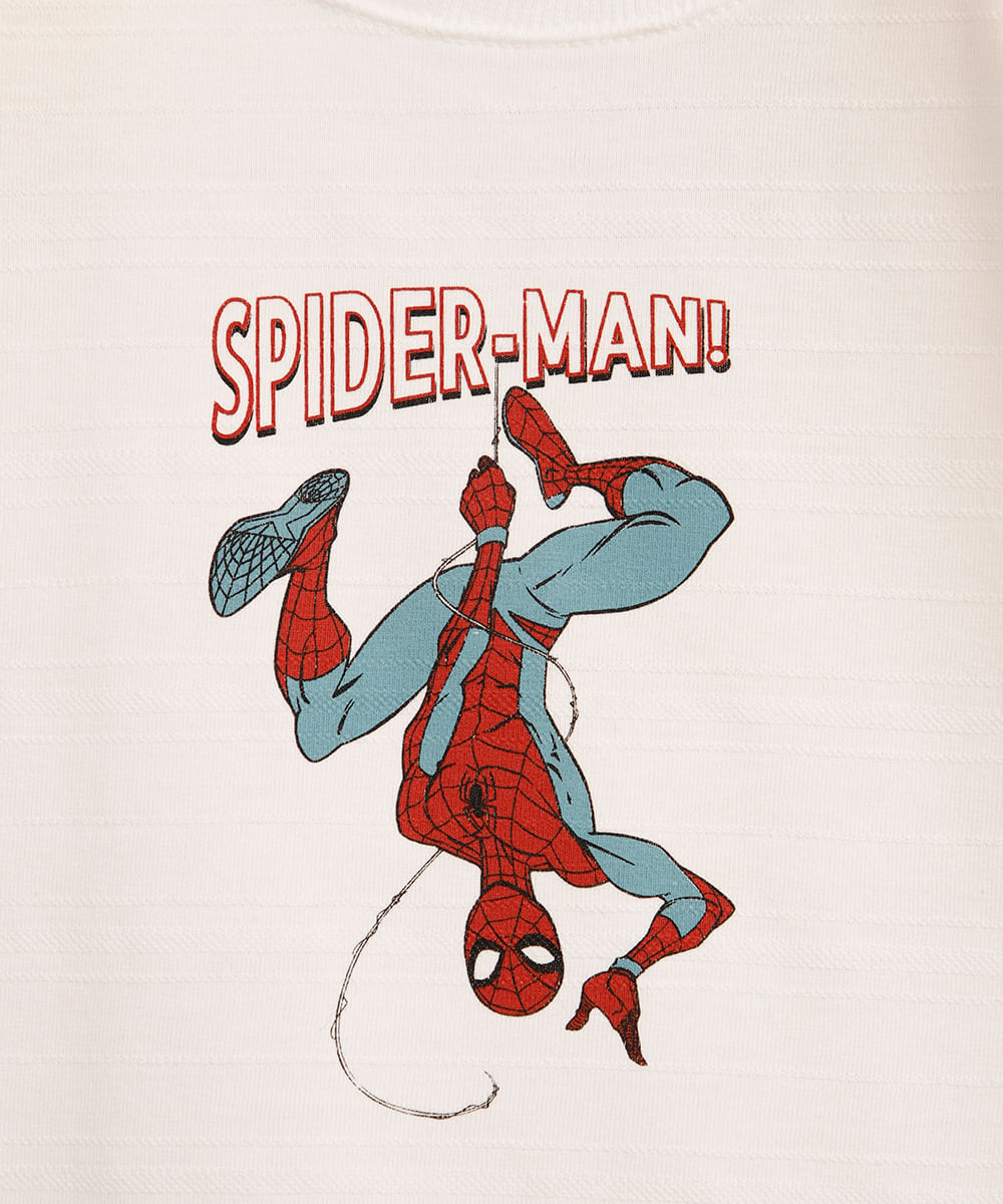 camiseta infantil de algodão homem aranha off white