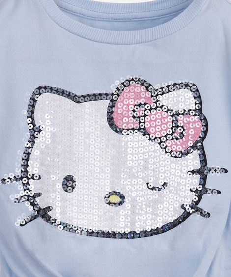 blusa infantil de algodão hello kitty azul