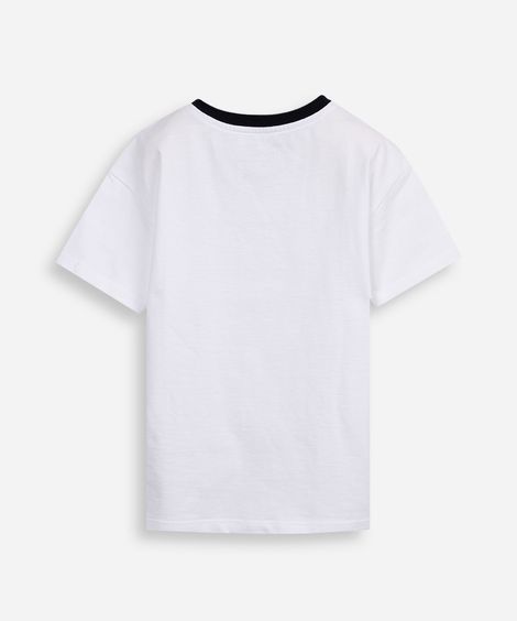 camiseta infantil de algodão com nervura paris off white