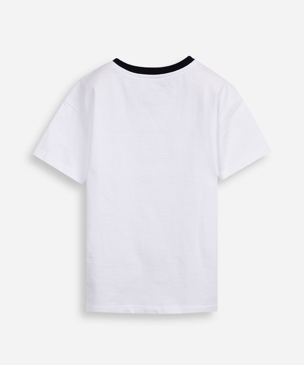 camiseta infantil de algodão com nervura paris off white