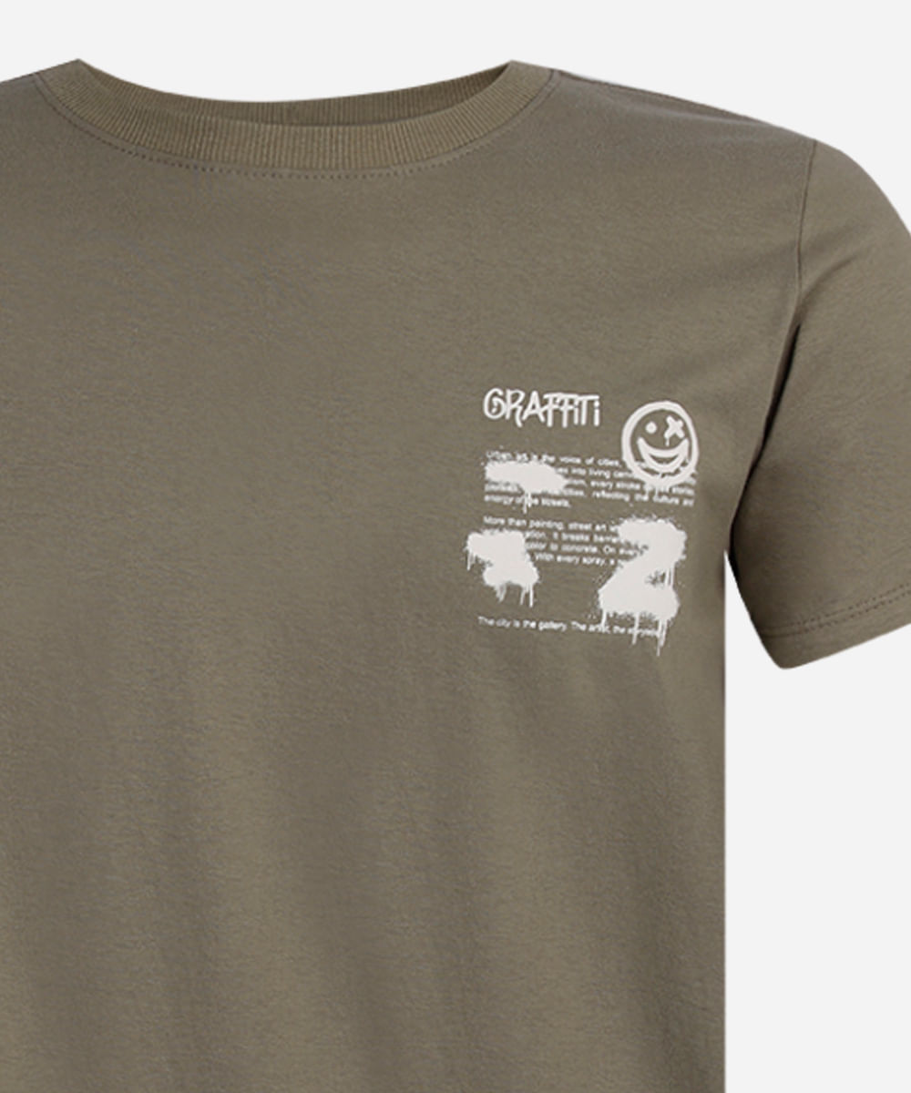 camiseta juvenil de algodão estampa grafite verde