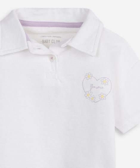 polo infantil em moletom off white