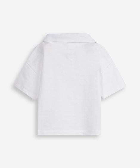 polo infantil em moletom off white