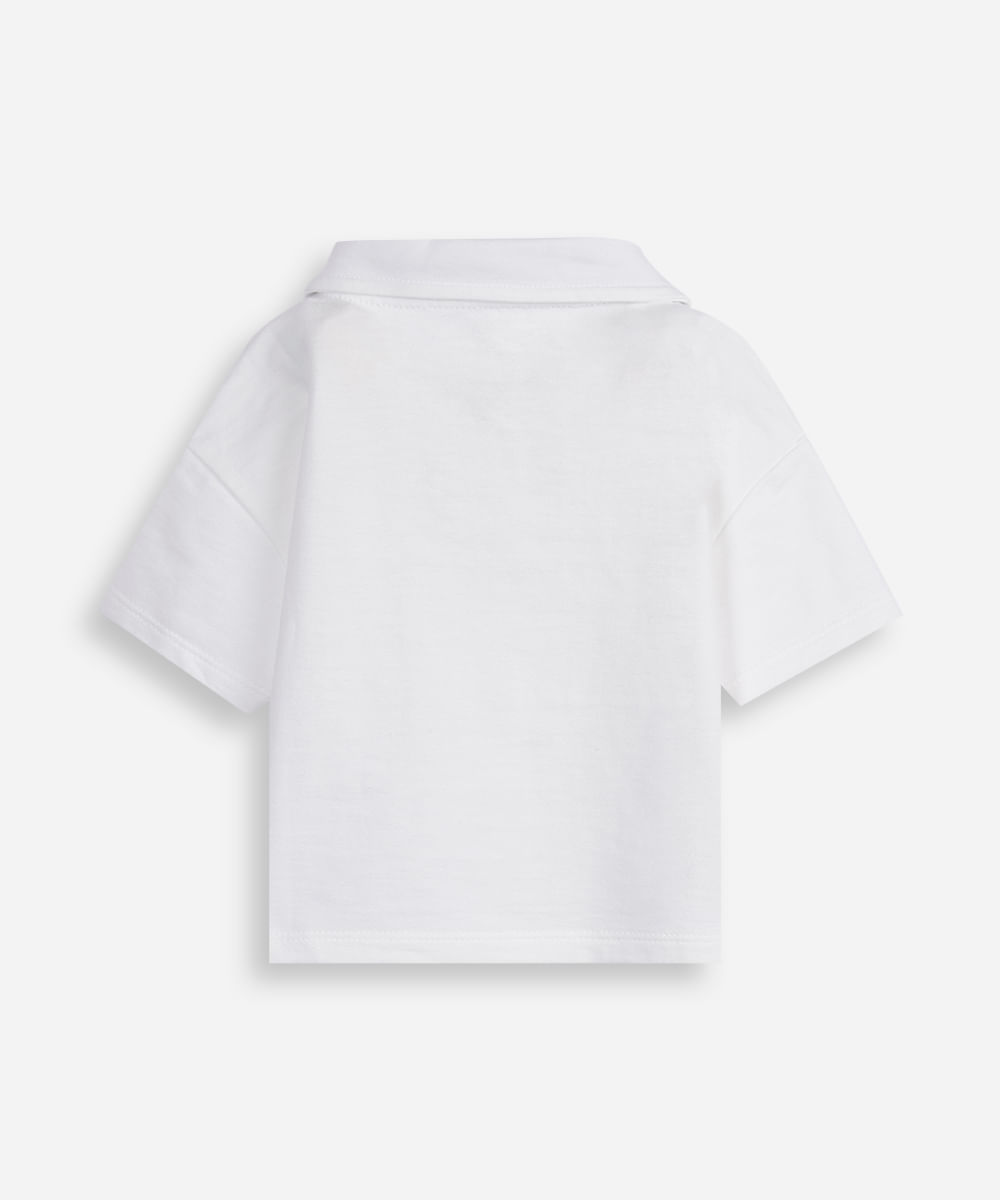 polo infantil em moletom off white