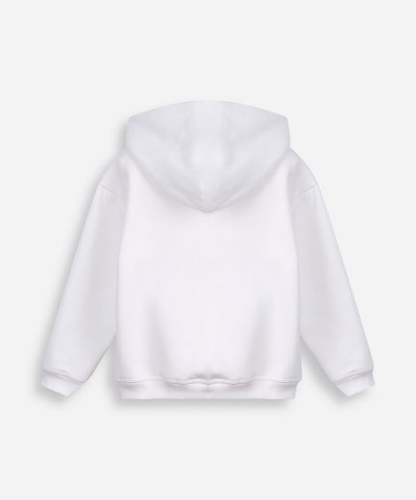blusão infantil de moletom felpado com capuz ny off white