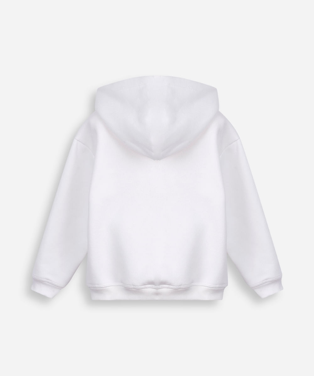 blusão infantil de moletom felpado com capuz ny off white