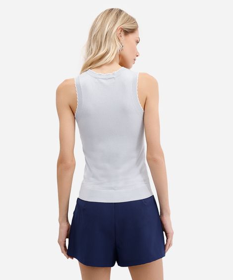 regata feminina de tricot azul