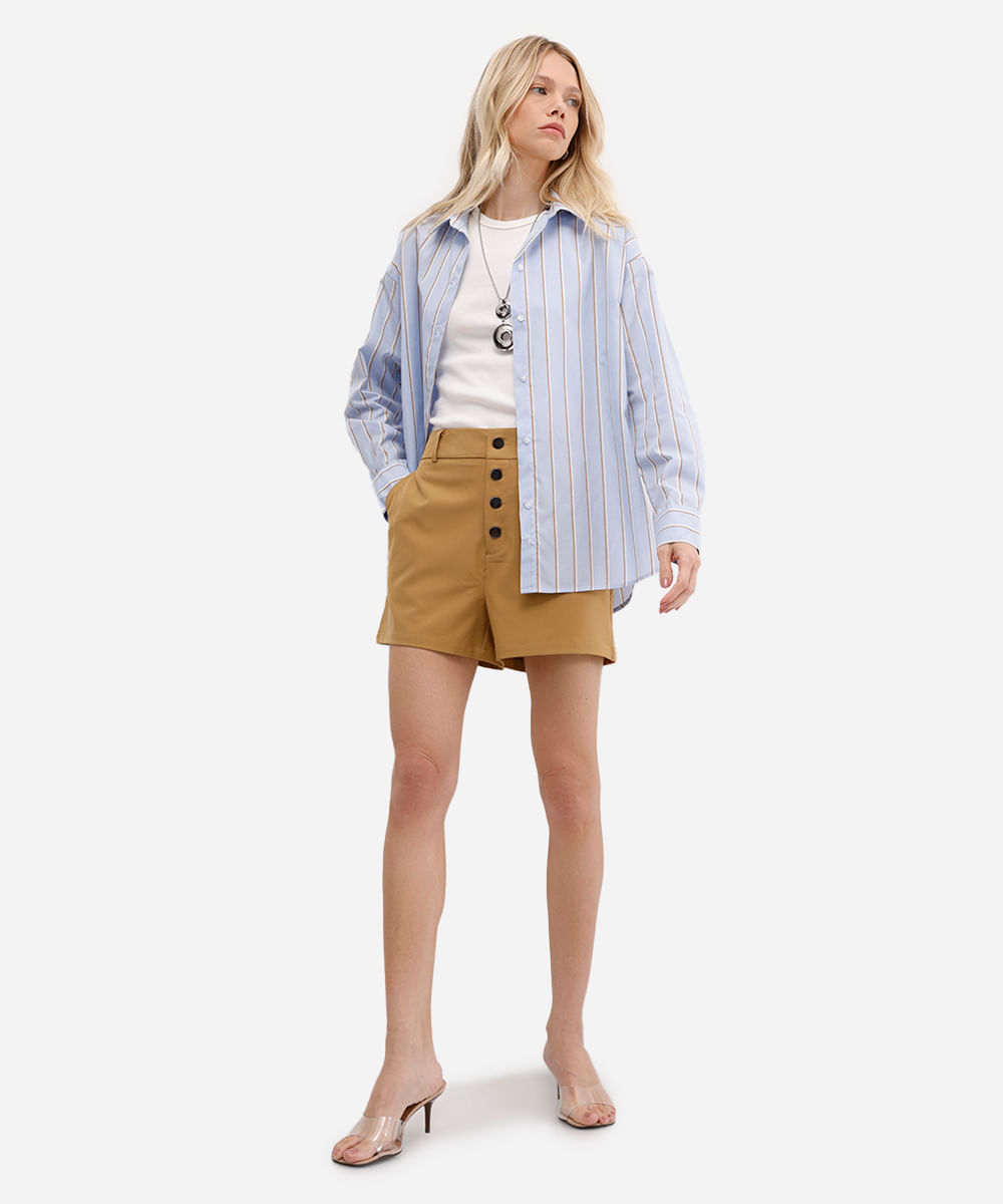 camisa feminina manga longa oversized listrada off white